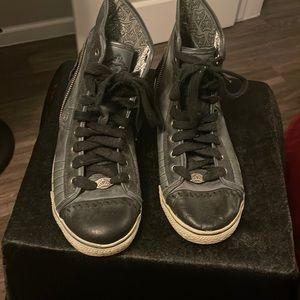 Black leather Fergalicious high top tennis shoes 8 1/2. Good used condition.